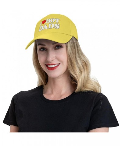 Hat I Love Hot Dads I Heart Hot Dads Baseball Cap Men Women Cowboy hat Trucker Hat Golf Dad Cap Fishing hat Yellow $10.07 Bas...