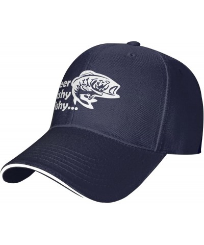 Beer Fishy Fishy Black Dad Hat Classic Adjustable Baseball Cap Hip Hop Sun Hats for Men Women Navy Blue $11.30 Baseball Caps