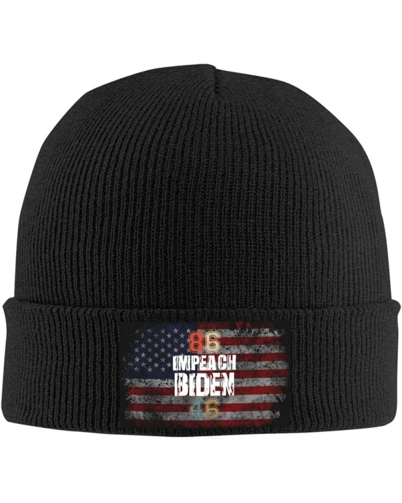 8646 Impeach Biden Cozy Knitted Hat for Winter - Warm Comfort Black Black $14.07 Skullies & Beanies