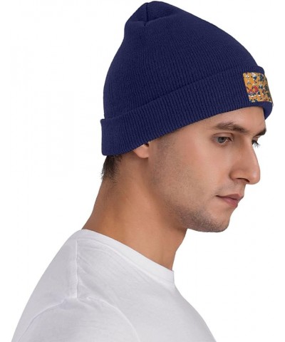 Hockey Print Unisex Beanie for Men and Women Knit Hat Winter Beanies,Skater Beanie Navy Blue $10.44 Skullies & Beanies