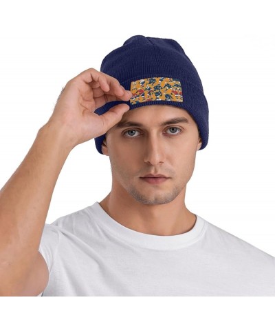 Hockey Print Unisex Beanie for Men and Women Knit Hat Winter Beanies,Skater Beanie Navy Blue $10.44 Skullies & Beanies