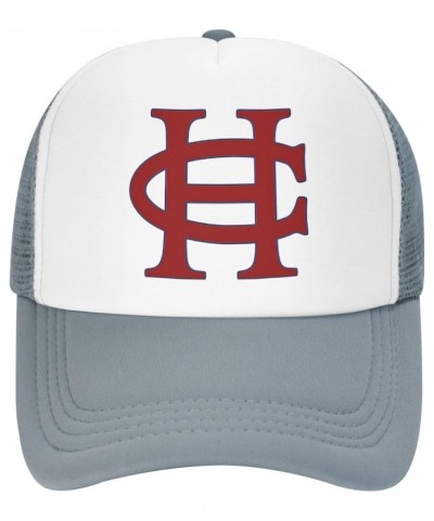 Hanover College Logo Trucker Hats for Both Men and Women - Mesh Baseball Snapback Hats Gray $26.31 Baseball Caps