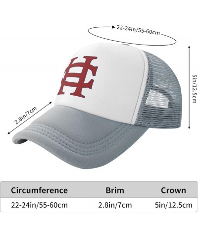 Hanover College Logo Trucker Hats for Both Men and Women - Mesh Baseball Snapback Hats Gray $26.31 Baseball Caps