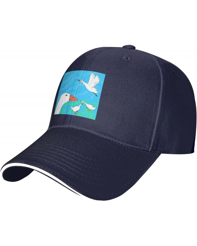 Happy White Goose Picture Casual General Baseball Cap Black : Comfortable, Light Navy Blue $13.07 Baseball Caps