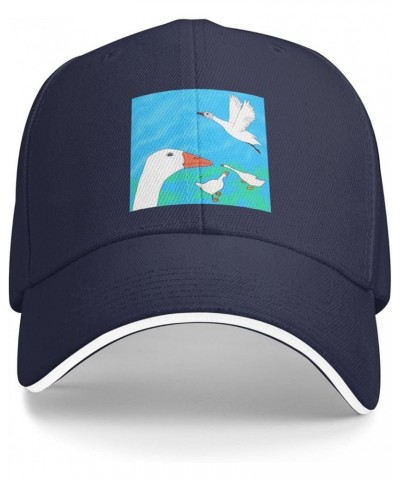 Happy White Goose Picture Casual General Baseball Cap Black : Comfortable, Light Navy Blue $13.07 Baseball Caps