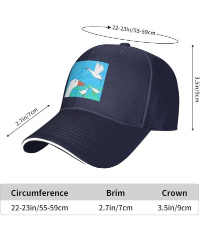 Happy White Goose Picture Casual General Baseball Cap Black : Comfortable, Light Navy Blue $13.07 Baseball Caps