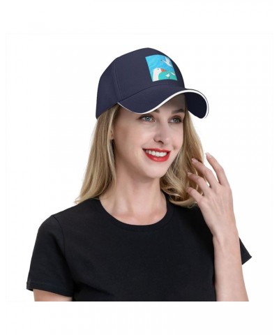 Happy White Goose Picture Casual General Baseball Cap Black : Comfortable, Light Navy Blue $13.07 Baseball Caps