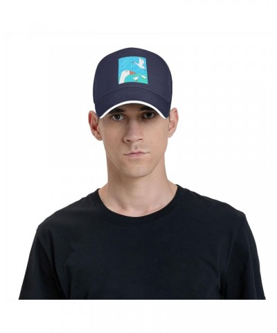 Happy White Goose Picture Casual General Baseball Cap Black : Comfortable, Light Navy Blue $13.07 Baseball Caps