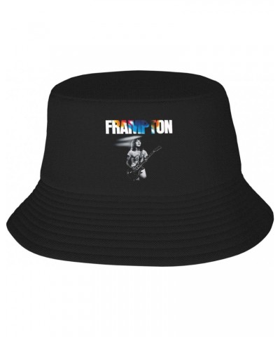 Peter Music Frampton Adult Double Layer Fisherman Hat Bucket Hat Unisex Printed Fisherman Cap Outdoor Sun Hat Black $11.26 Bu...