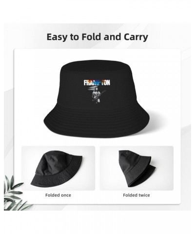 Peter Music Frampton Adult Double Layer Fisherman Hat Bucket Hat Unisex Printed Fisherman Cap Outdoor Sun Hat Black $11.26 Bu...