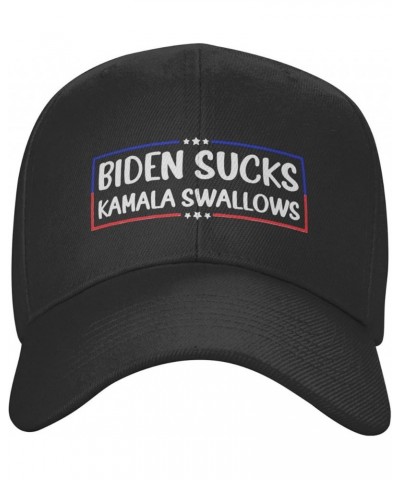 Biden Sucks Kamala Swallows Hat Baseball Cap Sport Dad Hat Curved Brim Snapback Caps for Men Women Black $11.03 Baseball Caps