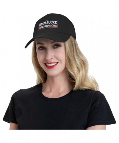 Biden Sucks Kamala Swallows Hat Baseball Cap Sport Dad Hat Curved Brim Snapback Caps for Men Women Black $11.03 Baseball Caps