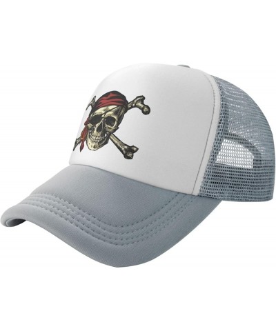 Black-Be-Ard No Quarter 1718 Pirate Skull Adjustable Baseball Cap Man Womens Casual Mesh Hat Adults Golf Hats Gray $13.64 Bas...