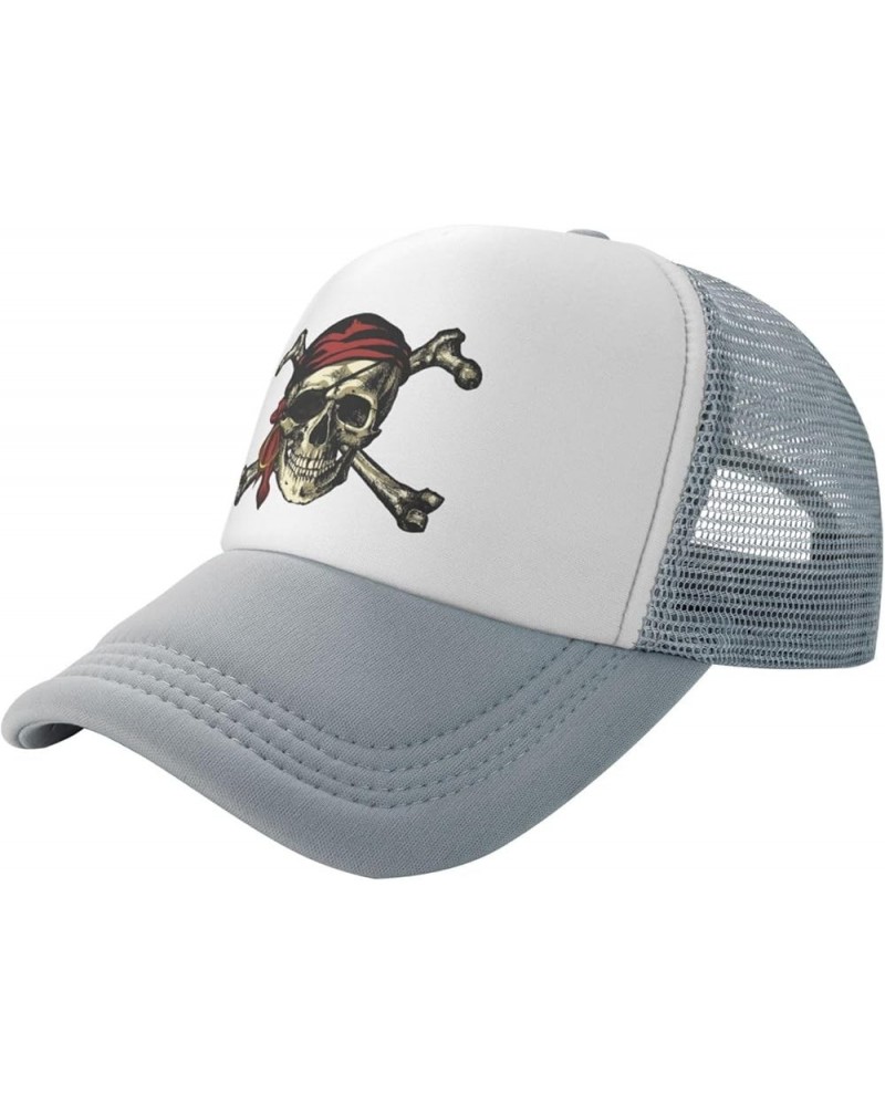 Black-Be-Ard No Quarter 1718 Pirate Skull Adjustable Baseball Cap Man Womens Casual Mesh Hat Adults Golf Hats Gray $13.64 Bas...