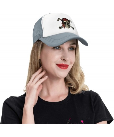 Black-Be-Ard No Quarter 1718 Pirate Skull Adjustable Baseball Cap Man Womens Casual Mesh Hat Adults Golf Hats Gray $13.64 Bas...