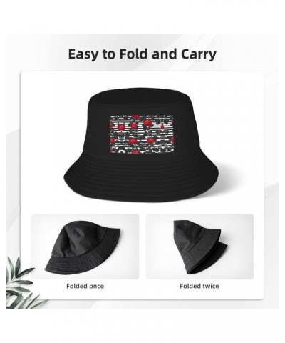 Black White Stripes Red Rose Flowers Print Adult Fisherman's Hat Fisherman Hats Sun Hats for Hat Or Climbing Or Hiking $11.16...