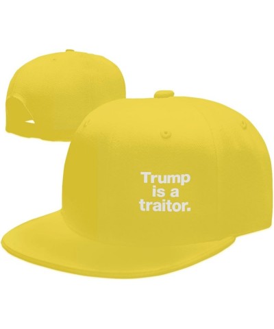 Trump is A Traitor Hat Black Flat Brim Trucker Hats Adjustable Novelty Baseball Cap Yellow $10.93 Baseball Caps