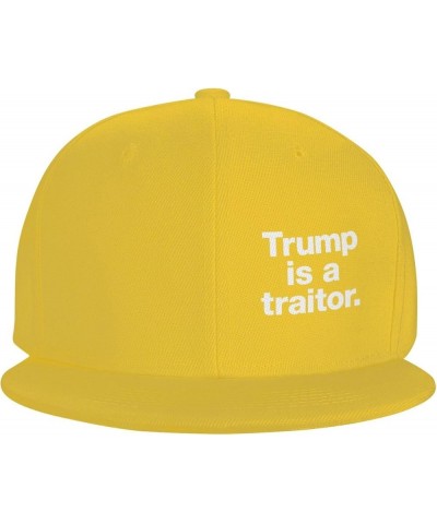 Trump is A Traitor Hat Black Flat Brim Trucker Hats Adjustable Novelty Baseball Cap Yellow $10.93 Baseball Caps