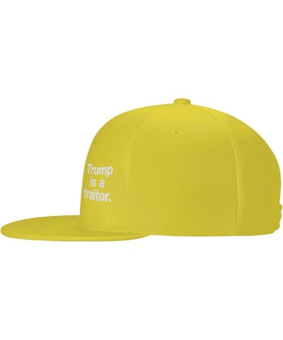 Trump is A Traitor Hat Black Flat Brim Trucker Hats Adjustable Novelty Baseball Cap Yellow $10.93 Baseball Caps