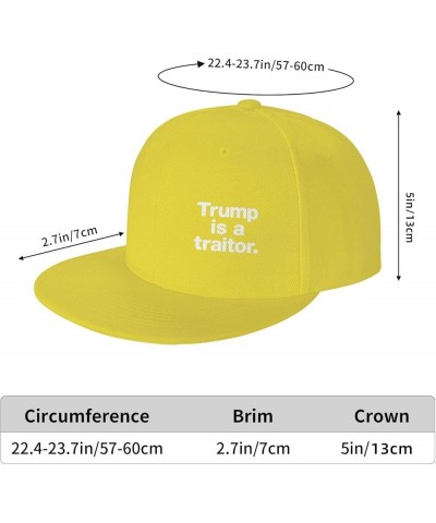 Trump is A Traitor Hat Black Flat Brim Trucker Hats Adjustable Novelty Baseball Cap Yellow $10.93 Baseball Caps