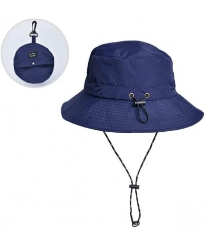 Men's Bucket Hats Outdoor Foldable Sun Protection Wide Brim Summer Beach Sun Hat for Women and Men UPF 50+ Navy Blue $9.68 Bu...