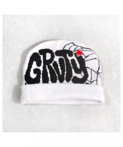 Trendy Y2K Graphic Beanie, Soft and Stylish Headwear for Fashion-Forward Individuals White $8.99 Skullies & Beanies