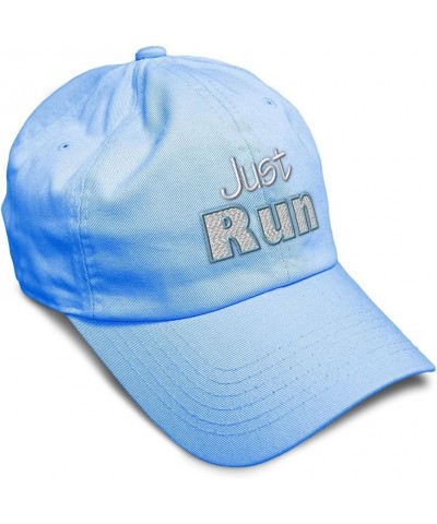 Soft Baseball Cap Just Run Style B Cotton Dad Hats for Men & Women Light Blue $15.39 Baseball Caps