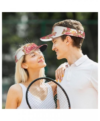 Black White Stripes Red Rose Flowers Print Breathable Sun Hats Sunscreen Visor Cap Adjustable Unisex Sports Caps Blossom $13....