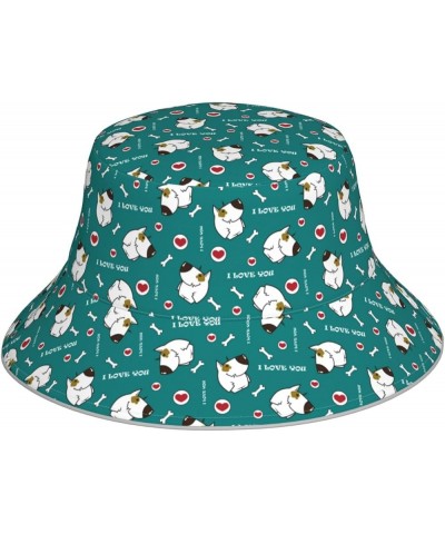 Pink Fashion Women's Bucket Hats Unisex Double-Side-Wear Reversible Bucket Hat with Reflective Strips Love Dog $10.79 Bucket ...