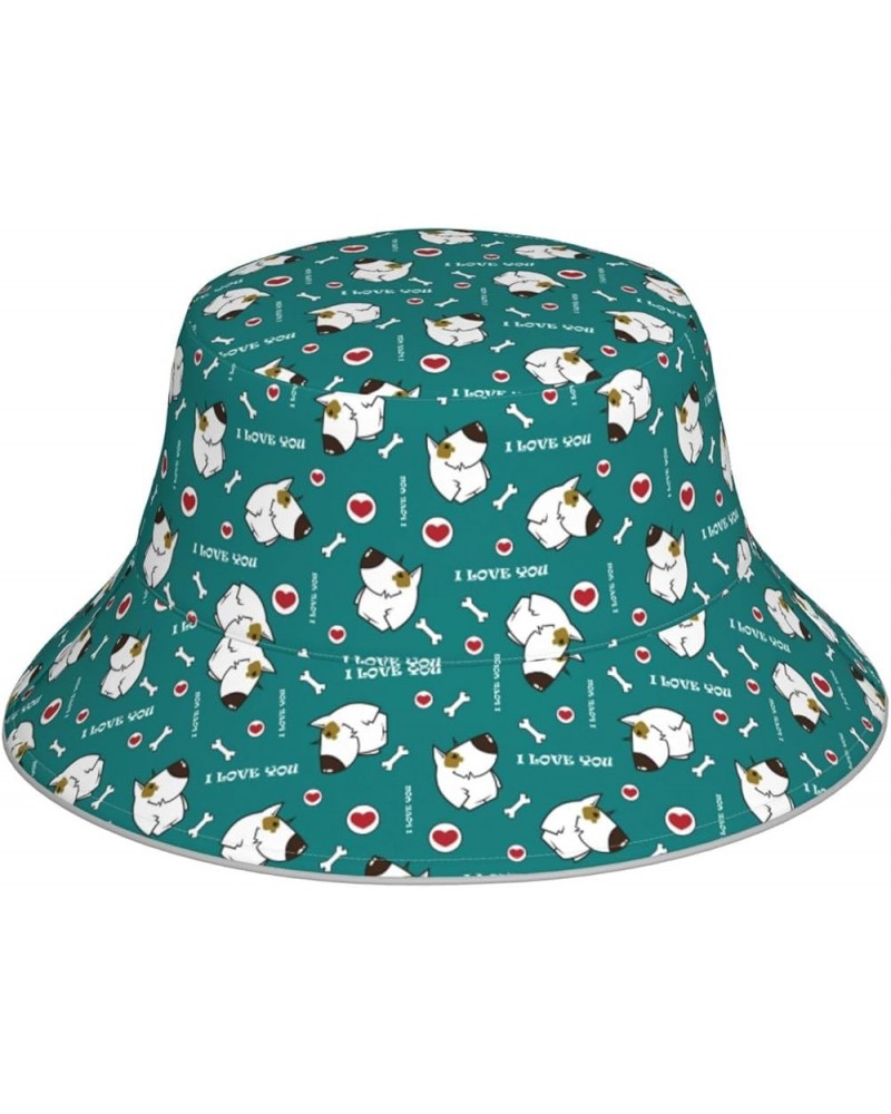 Pink Fashion Women's Bucket Hats Unisex Double-Side-Wear Reversible Bucket Hat with Reflective Strips Love Dog $10.79 Bucket ...