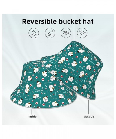 Pink Fashion Women's Bucket Hats Unisex Double-Side-Wear Reversible Bucket Hat with Reflective Strips Love Dog $10.79 Bucket ...