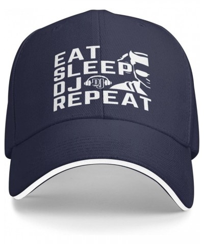 Eat Sleep Dj Repeat Hat for Men Women Baseball Cap Trucker Hat Dad Hat Navy Blue $14.25 Baseball Caps