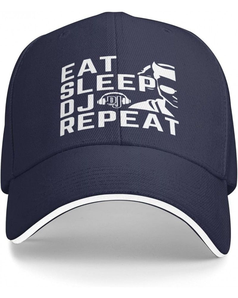 Eat Sleep Dj Repeat Hat for Men Women Baseball Cap Trucker Hat Dad Hat Navy Blue $14.25 Baseball Caps