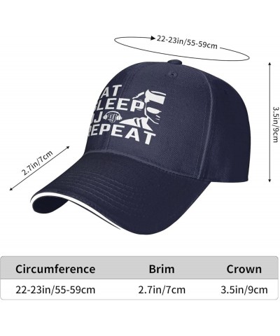 Eat Sleep Dj Repeat Hat for Men Women Baseball Cap Trucker Hat Dad Hat Navy Blue $14.25 Baseball Caps