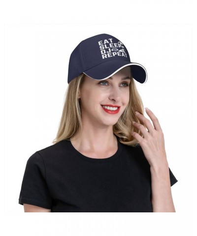 Eat Sleep Dj Repeat Hat for Men Women Baseball Cap Trucker Hat Dad Hat Navy Blue $14.25 Baseball Caps