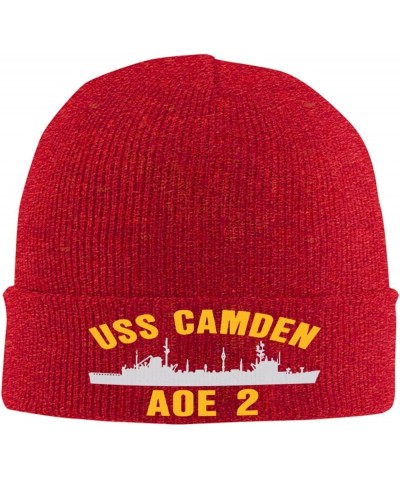 USS Camden AOE 2 Unisex Beanie Cap Winter Skull Cap Knitted Hat Slouchy Knit Hat Knitted Pullover Cap Red $10.22 Skullies & B...