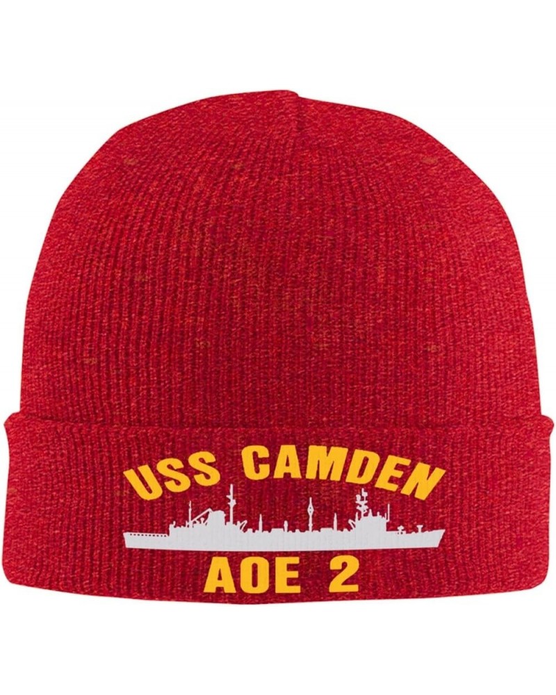 USS Camden AOE 2 Unisex Beanie Cap Winter Skull Cap Knitted Hat Slouchy Knit Hat Knitted Pullover Cap Red $10.22 Skullies & B...