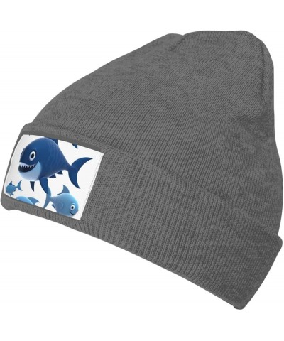 Beanie Hats for Women Men Knit Hat Blue Cartoon Fish Print Beanies Cap Fashion Cuffed Sports Hat Deep Heather $11.99 Skullies...