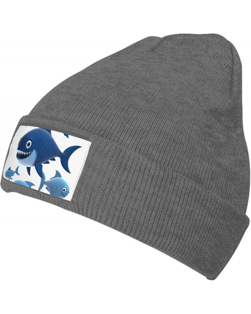 Beanie Hats for Women Men Knit Hat Blue Cartoon Fish Print Beanies Cap Fashion Cuffed Sports Hat Deep Heather $11.99 Skullies...