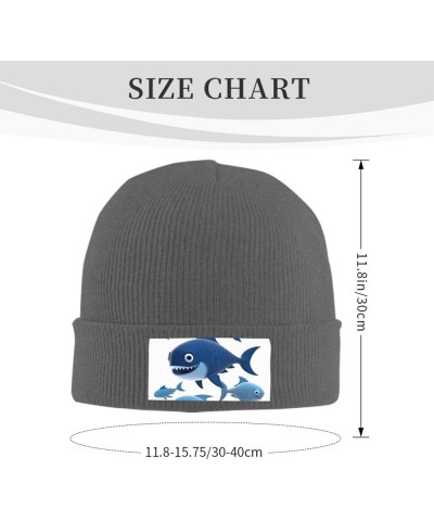 Beanie Hats for Women Men Knit Hat Blue Cartoon Fish Print Beanies Cap Fashion Cuffed Sports Hat Deep Heather $11.99 Skullies...