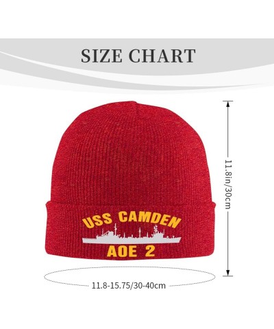 USS Camden AOE 2 Unisex Beanie Cap Winter Skull Cap Knitted Hat Slouchy Knit Hat Knitted Pullover Cap Red $10.22 Skullies & B...