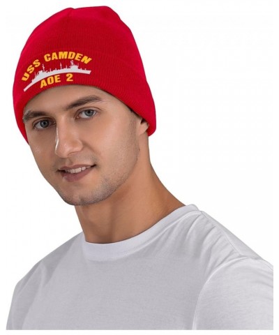 USS Camden AOE 2 Unisex Beanie Cap Winter Skull Cap Knitted Hat Slouchy Knit Hat Knitted Pullover Cap Red $10.22 Skullies & B...