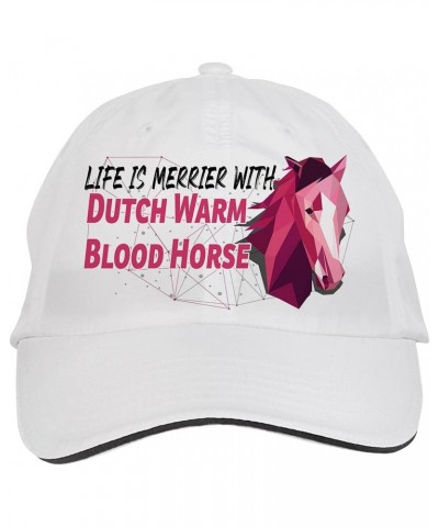 Life is Merrier with Dutch Warm Blood Horse Hat Adjustable Cap, DesE24 White $13.85 Baseball Caps