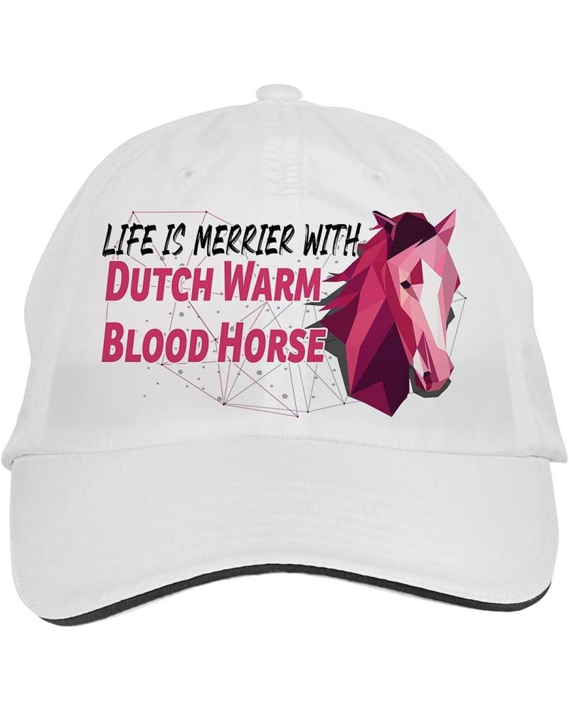 Life is Merrier with Dutch Warm Blood Horse Hat Adjustable Cap, DesE24 White $13.85 Baseball Caps