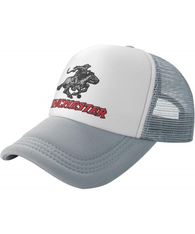 Winchester Trucker Hats for Both Men and Women - Mesh Baseball Snapback Hats Gray $10.91 Baseball Caps