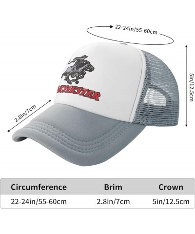 Winchester Trucker Hats for Both Men and Women - Mesh Baseball Snapback Hats Gray $10.91 Baseball Caps