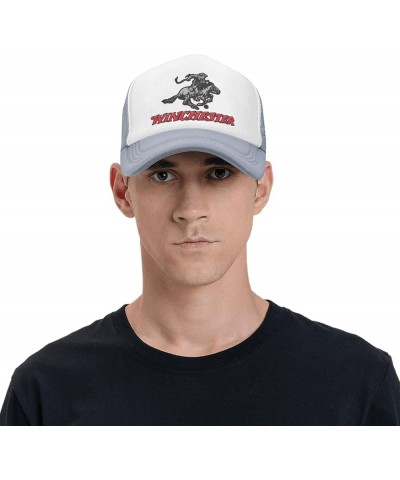 Winchester Trucker Hats for Both Men and Women - Mesh Baseball Snapback Hats Gray $10.91 Baseball Caps