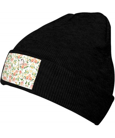 Flower and Bird Print Unisex Beanie Hats Winter Warm Hats Knit Hat Slouchy Skull Cap Adult Casual Hat Black $9.45 Skullies & ...