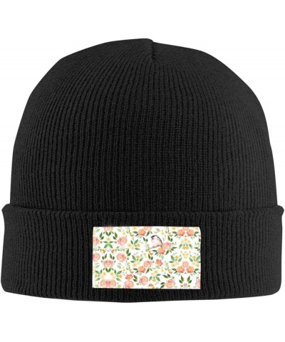 Flower and Bird Print Unisex Beanie Hats Winter Warm Hats Knit Hat Slouchy Skull Cap Adult Casual Hat Black $9.45 Skullies & ...