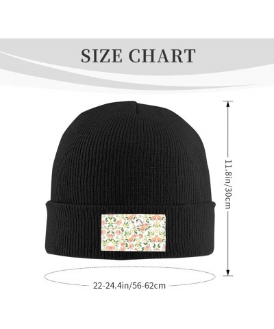 Flower and Bird Print Unisex Beanie Hats Winter Warm Hats Knit Hat Slouchy Skull Cap Adult Casual Hat Black $9.45 Skullies & ...